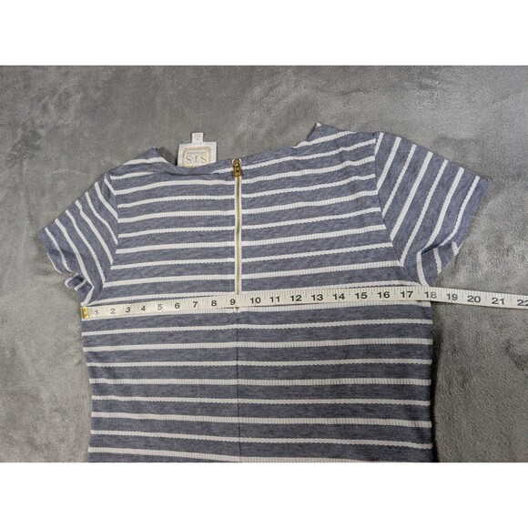 Sail to Sable STS Dress Womens M Blue White Stripe Preppy Coastal Knit Zip - Picture 8 of 11
